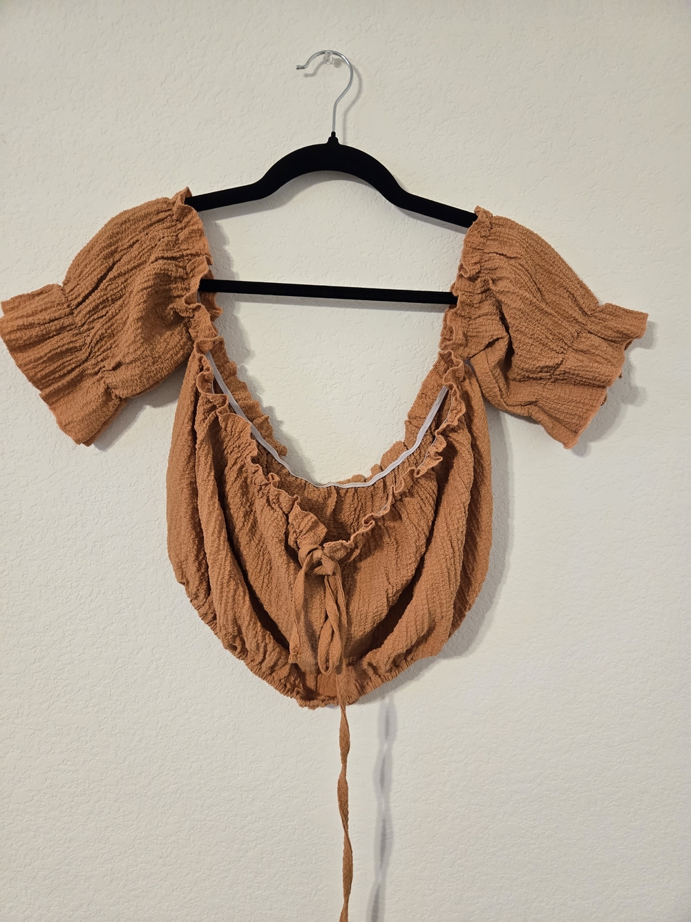 Women's Rust Puff Sleeve Crop Top - Brand:
